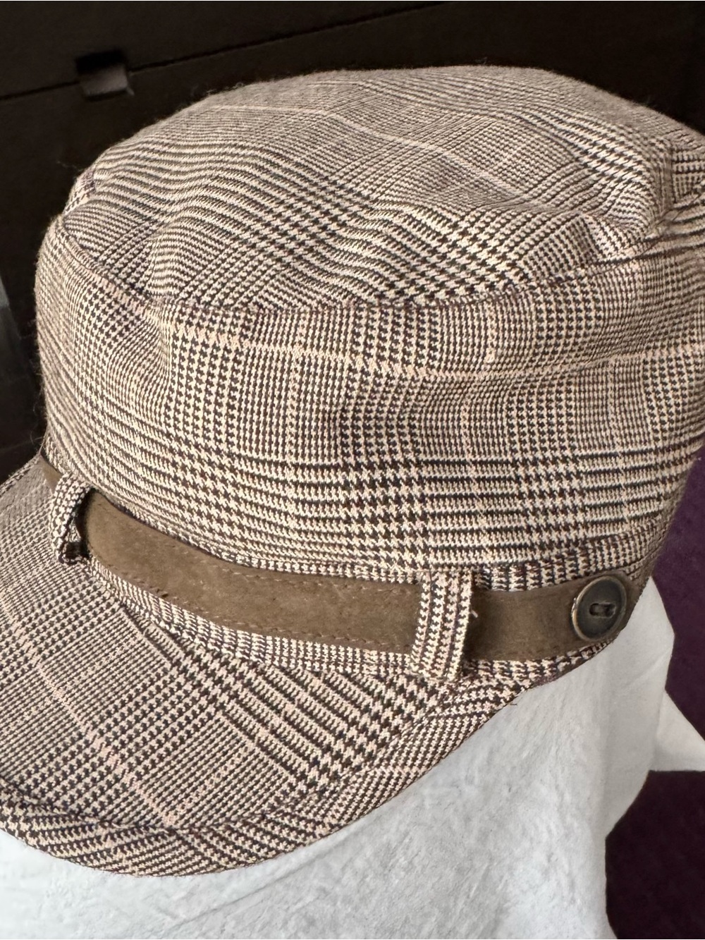 Plaid Brown Cadet Cap - Classic Checked Driver Hat